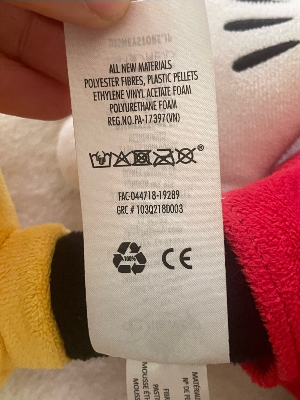 Disney Large Mickey Mouse Plush - Black, Red, Yellow, Cream, White - Picture 5 of 6